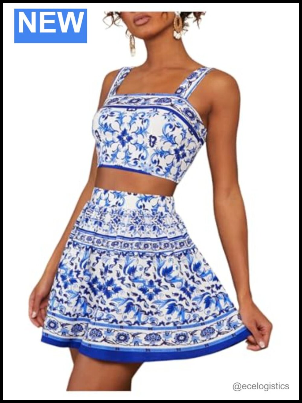 Floerns 2PC Crop Cami & Mini Skirt Set Floral Sleeveless
